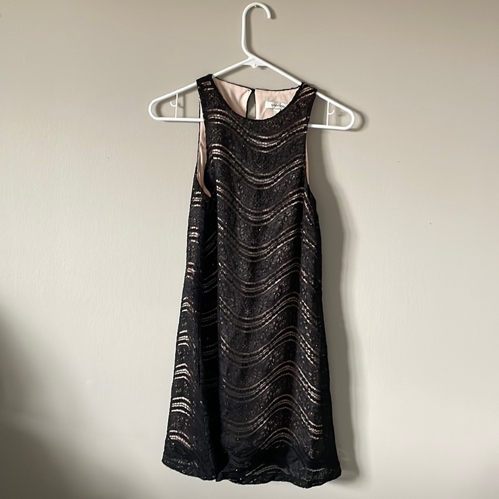 Speechless Black Lace Beaded Dress with Pink Lining Size X-Small